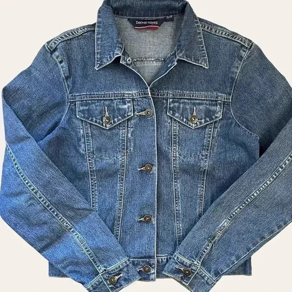 Denver Hayes Jean Jacket Classic  Denim Trucker Cropped Dark Blue XS - Picture 15 of 15
